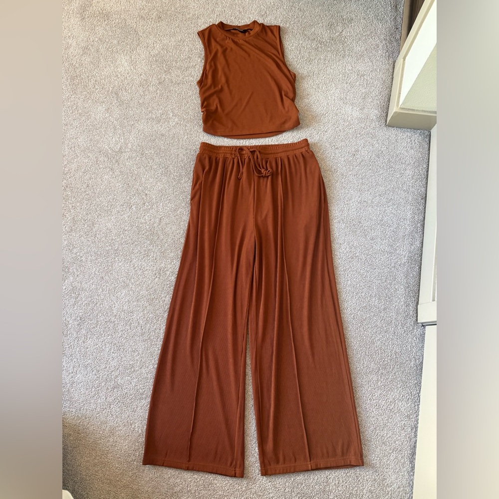 Brown Wide-Leg Set